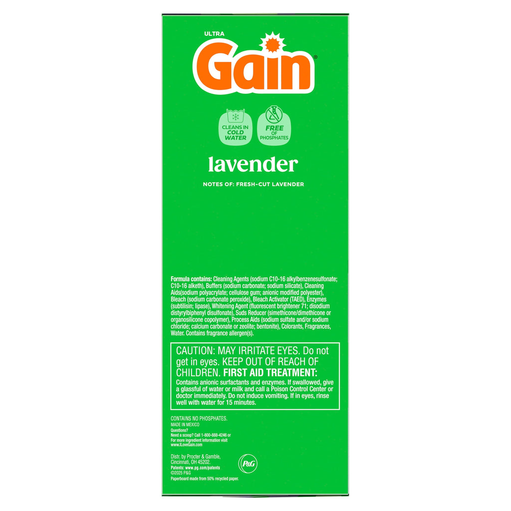 Gain Powder Laundry Detergent, Lavender Scent, 123 oz, 133 Loads