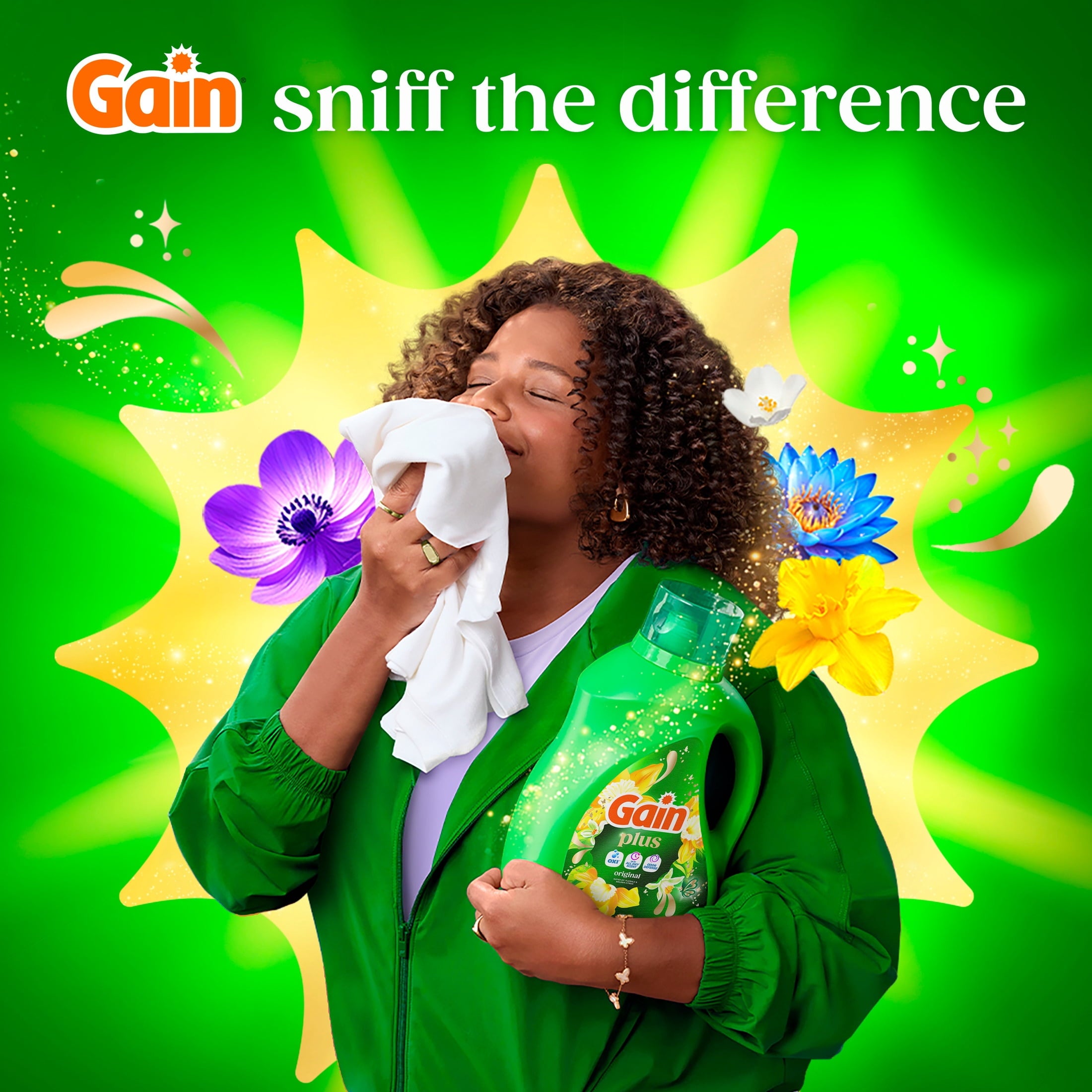 Gain Plus Laundry Detergent Liquid, Now with Odor Defense + OXI, Original Scent, 60 fl oz, 45 Loads