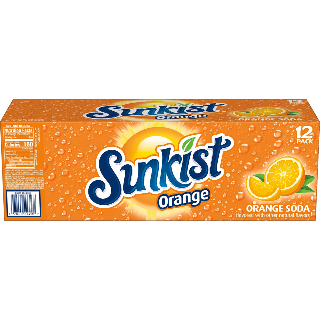 Sunkist Orange Soda Pop, 12 fl oz, 12 Pack Cans