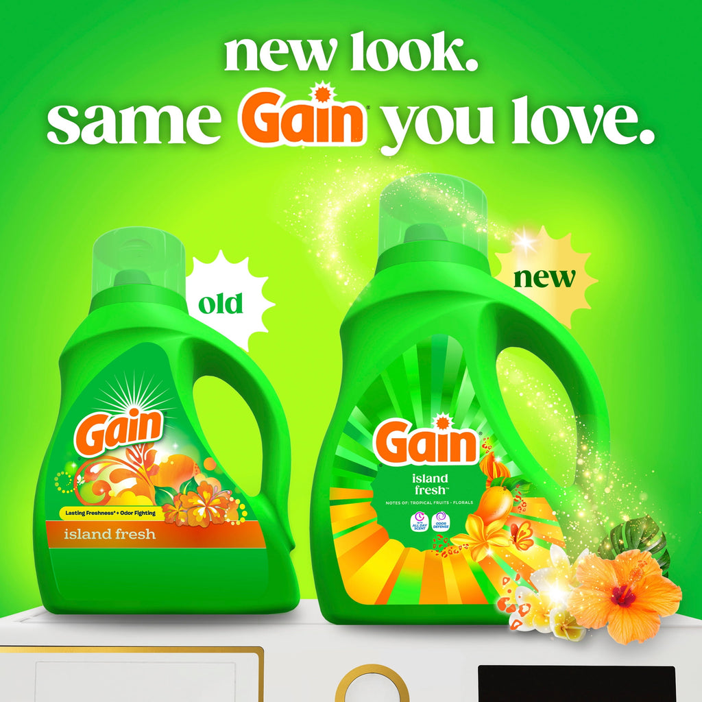 Gain Laundry Detergent Liquid, Now with Odor Defense, Island Fresh Scent, 81 fl oz, 61 Loads