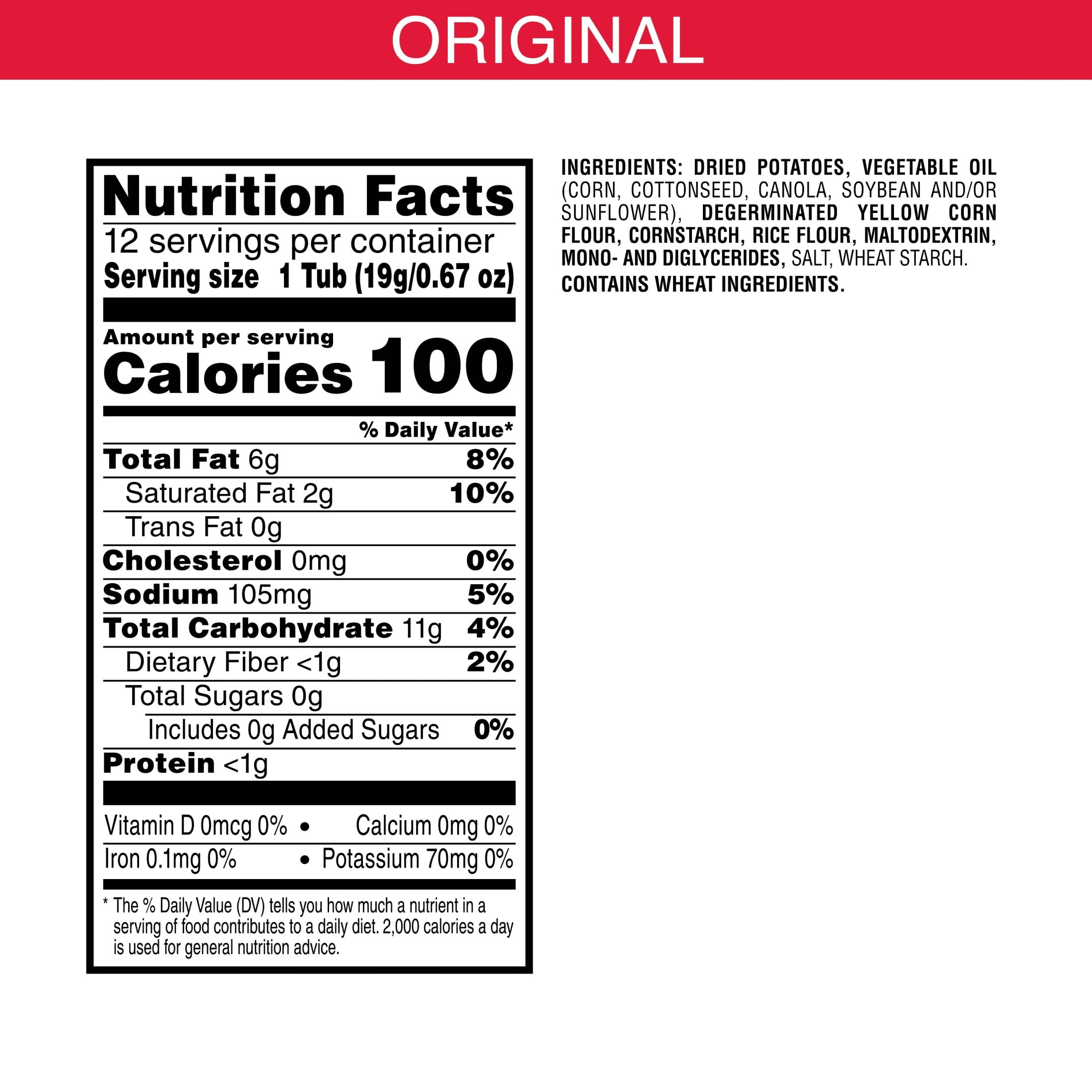 Pringles Potato Crisps Chips, Lunch Snacks, Snack Cups, Original, 8oz Tray (12 Cups)