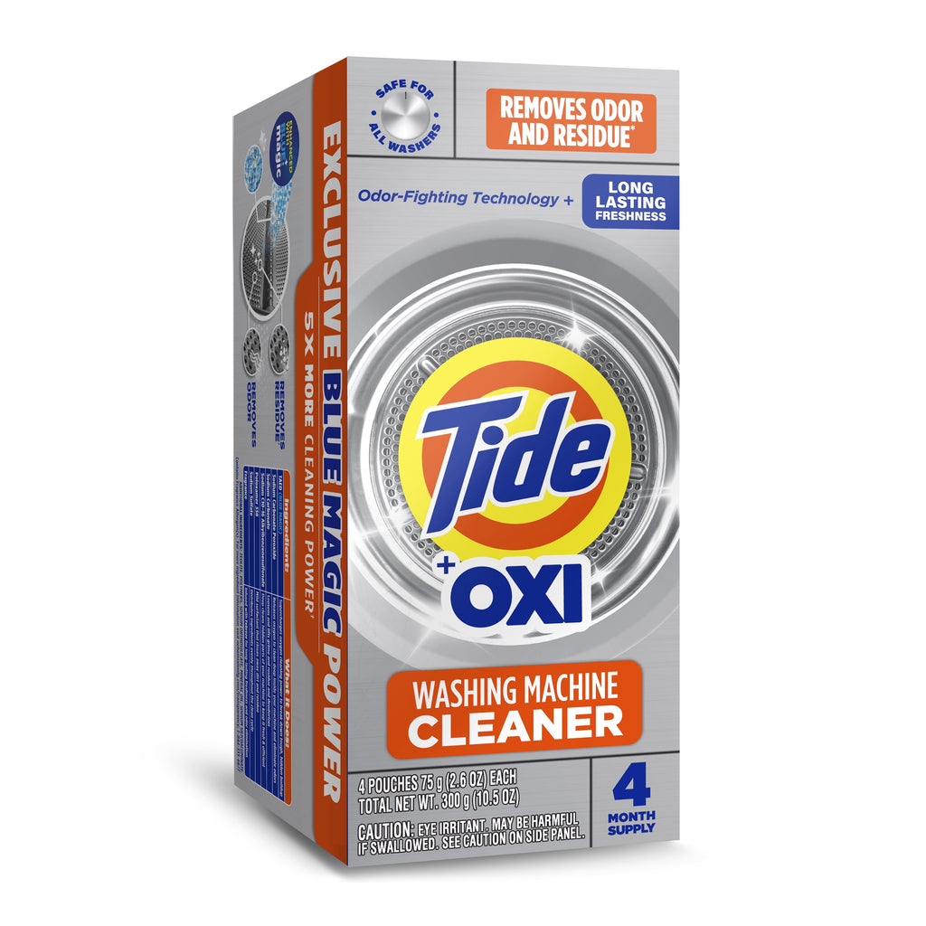 Tide Washing Machine Cleaner with Oxi Powder, Odor Eliminator and Washer Residue Remover, 4 Count