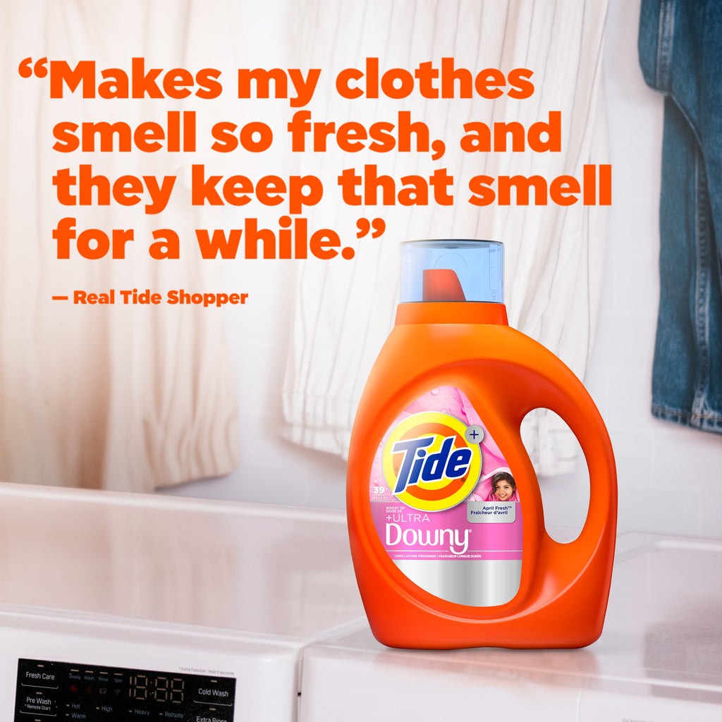 Tide Plus a Boost of Ultra Downy Liquid Laundry Detergent, April Fresh Scent, 55 fl oz, 39 Loads