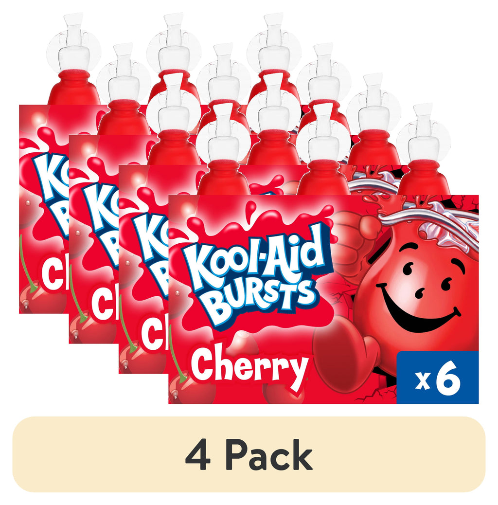 Kool-Aid Bursts Soft Drink, 6 Bottles, for School Lunches and On-the-Go Hydration, artificial flavor Cherry, Caffeine Free, 6.75 oz