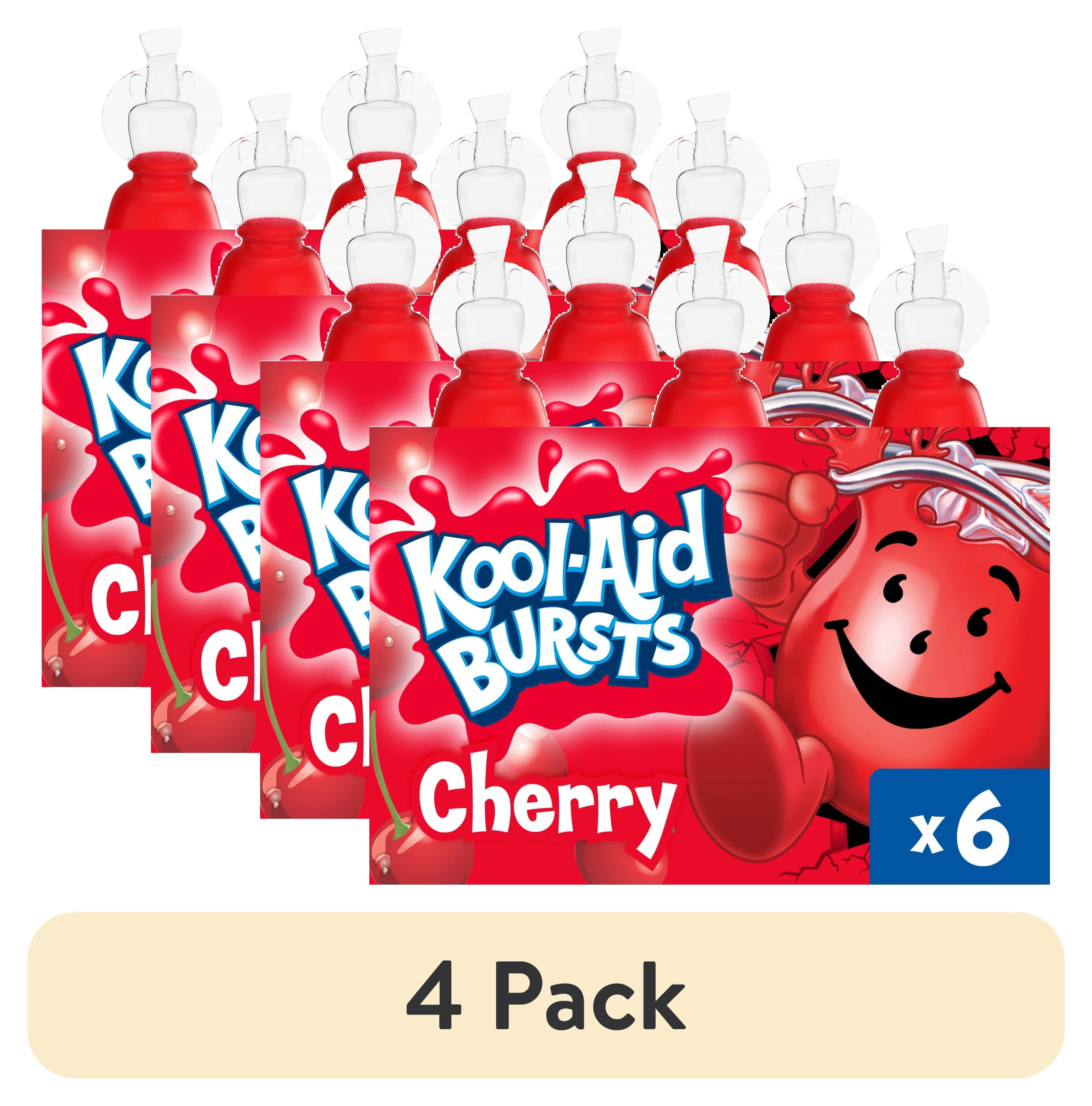 Kool-Aid Bursts Soft Drink, 6 Bottles, for School Lunches and On-the-Go Hydration, artificial flavor Cherry, Caffeine Free, 6.75 oz