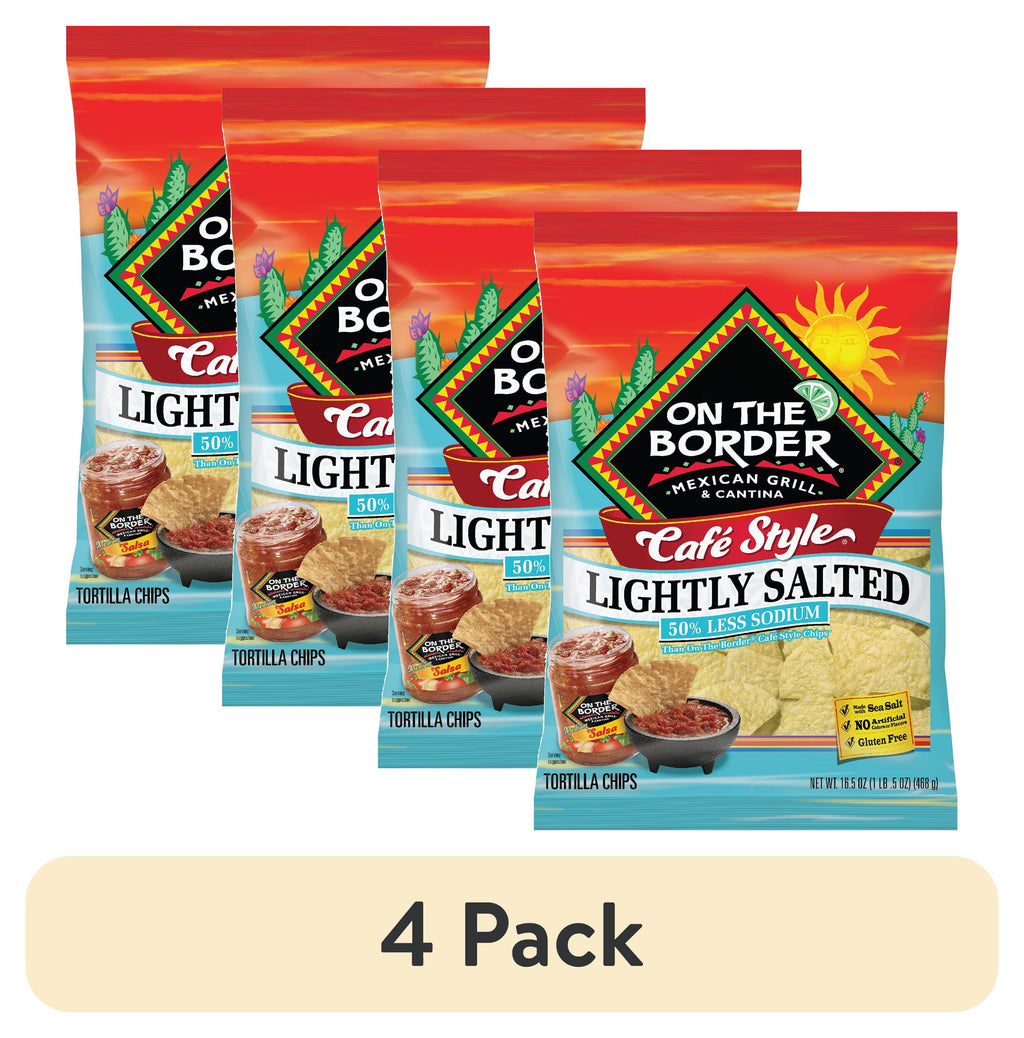 On The Border Cafe Style Lightly Salted Tortilla Chips, Gluten-Free, 16.5 oz Bag