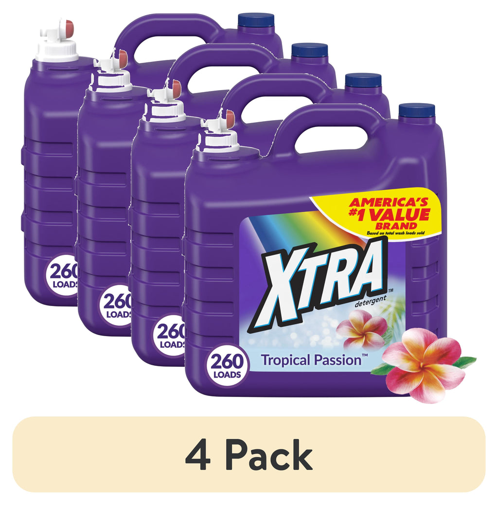 (4 pack) Xtra Tropical Passion, 260 Loads Liquid Laundry Detergent, 312 fl oz