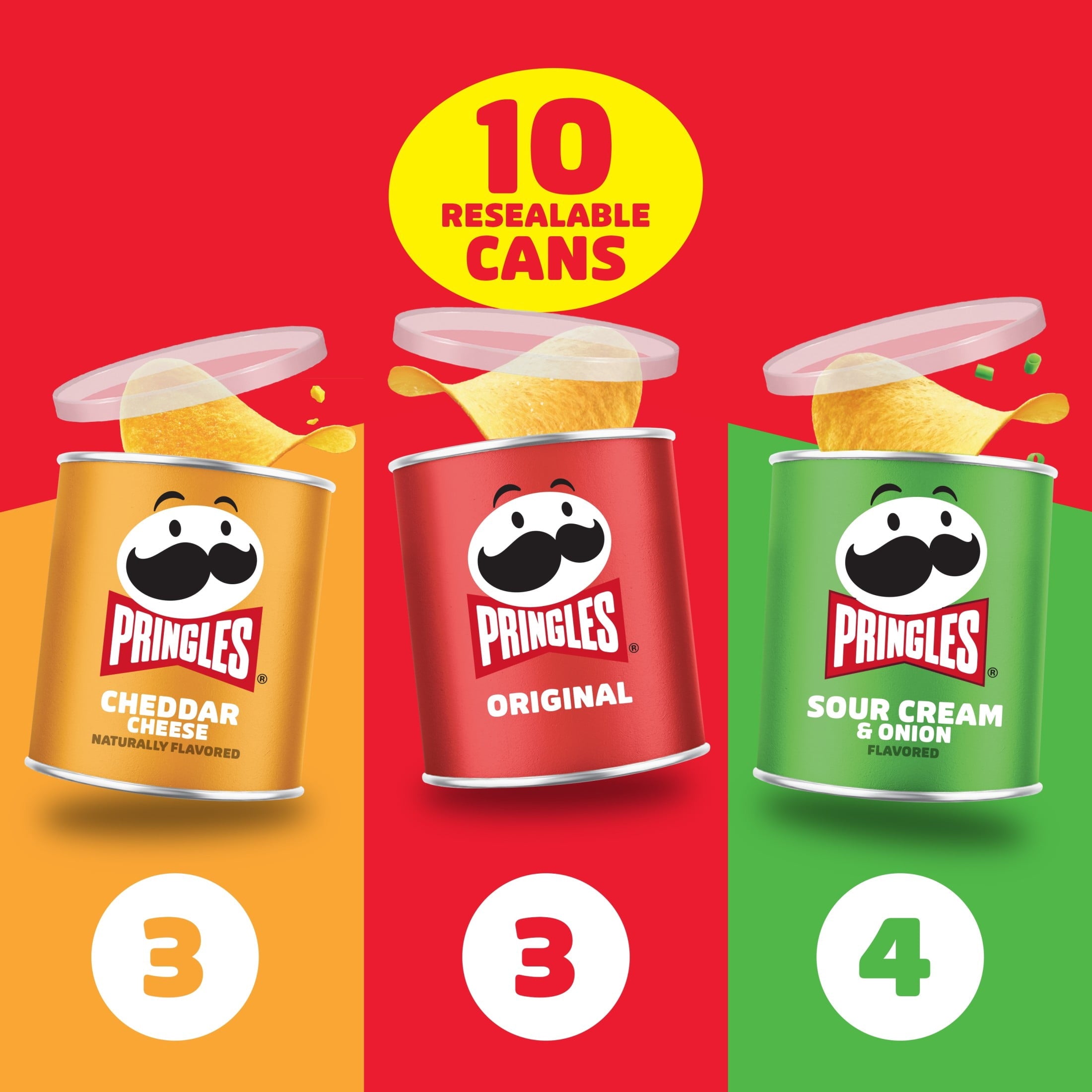 Pringles Potato Crisps Chips, Lunch Snacks, Variety Pack, 13.7oz Pack (10 Cans)