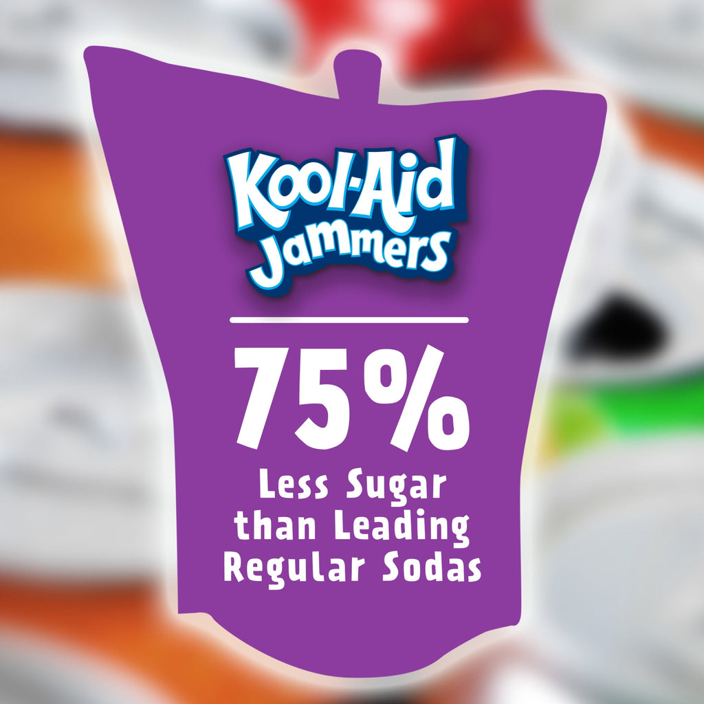 Kool-Aid Jammers Artificially Flavored Drink, 10 Pouches, for School Lunches and On-the-Go Hydration, Grape Flavor, Excellent Source of Vitamin C, 6 fl oz