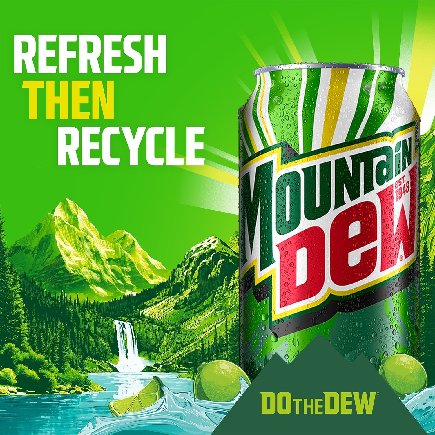Mountain Dew Zero Sugar Baja Blast Tropical Lime Soda Pop, 12 fl oz, 12 Pack Cans