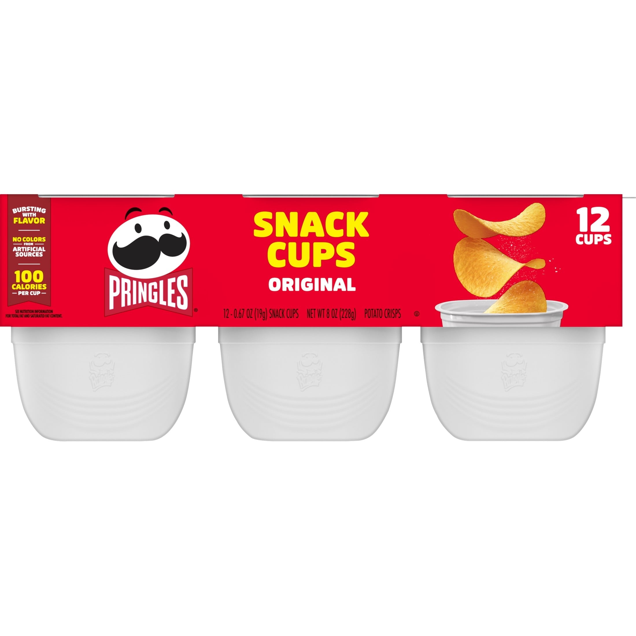 Pringles Potato Crisps Chips, Lunch Snacks, Snack Cups, Original, 8oz Tray (12 Cups)