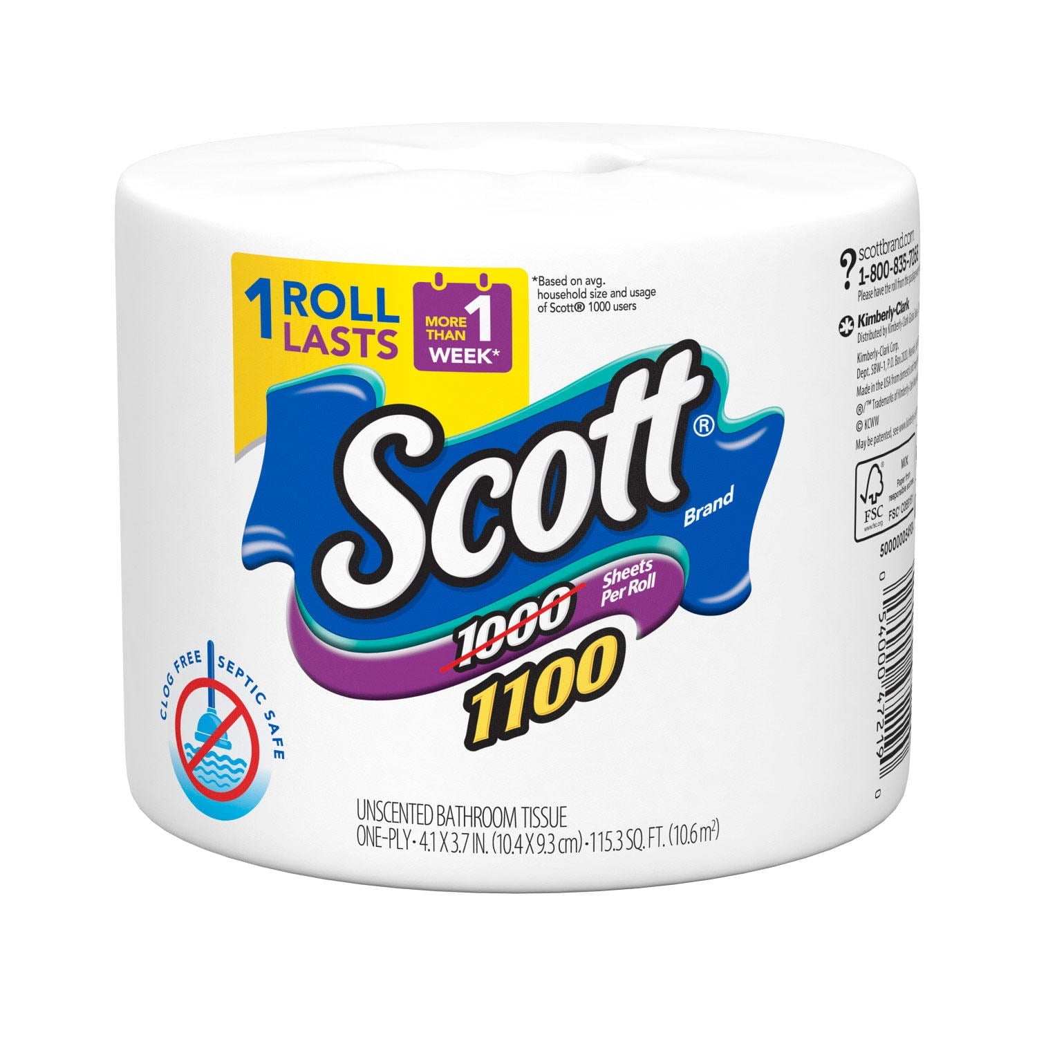 Avi Glatt Scott, 1000 Sheets Per Roll Toilet Paper, 36 Rolls Bath Tissue