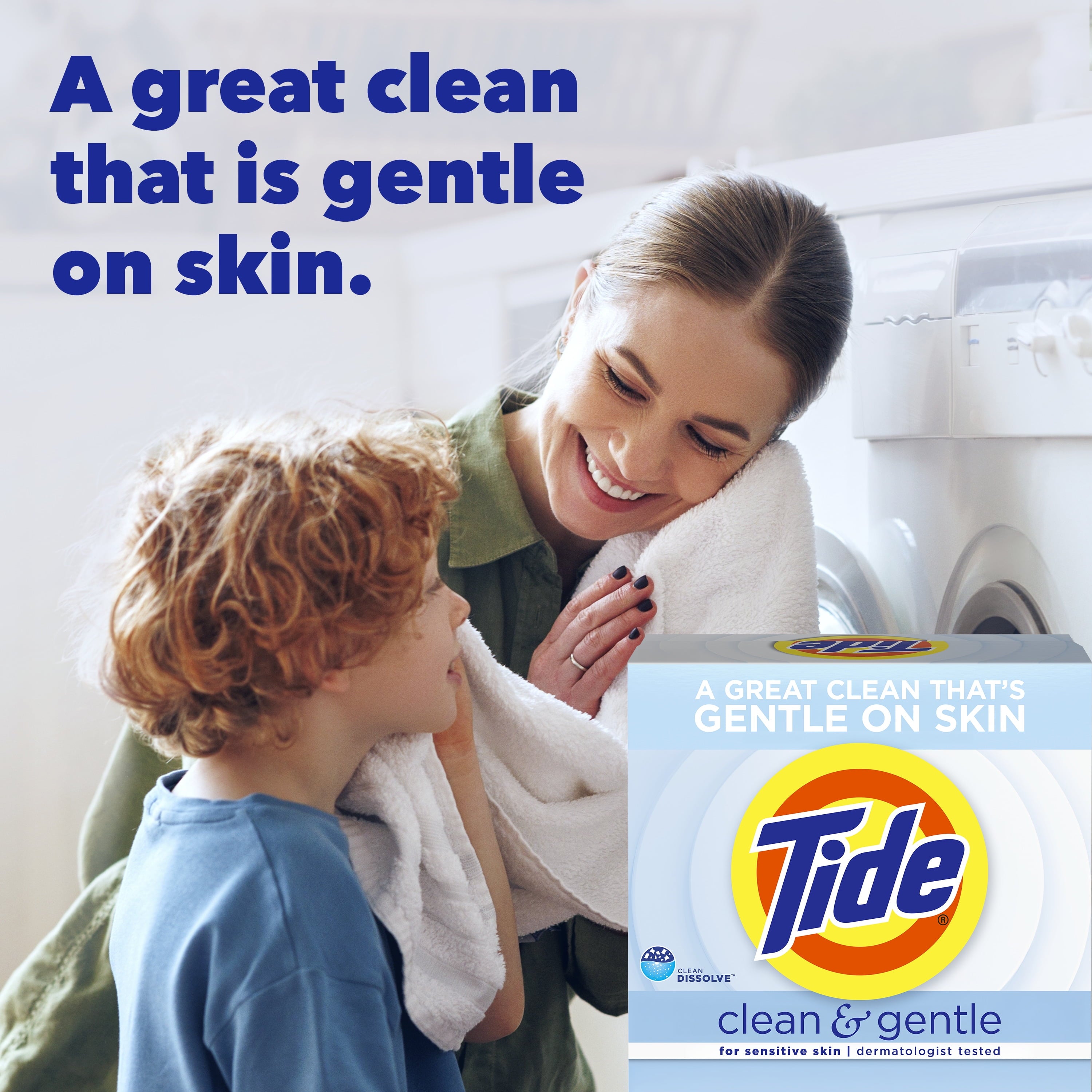 Tide Clean and Gentle Powder Laundry Detergent, Unscented, 77 oz, 68 Loads