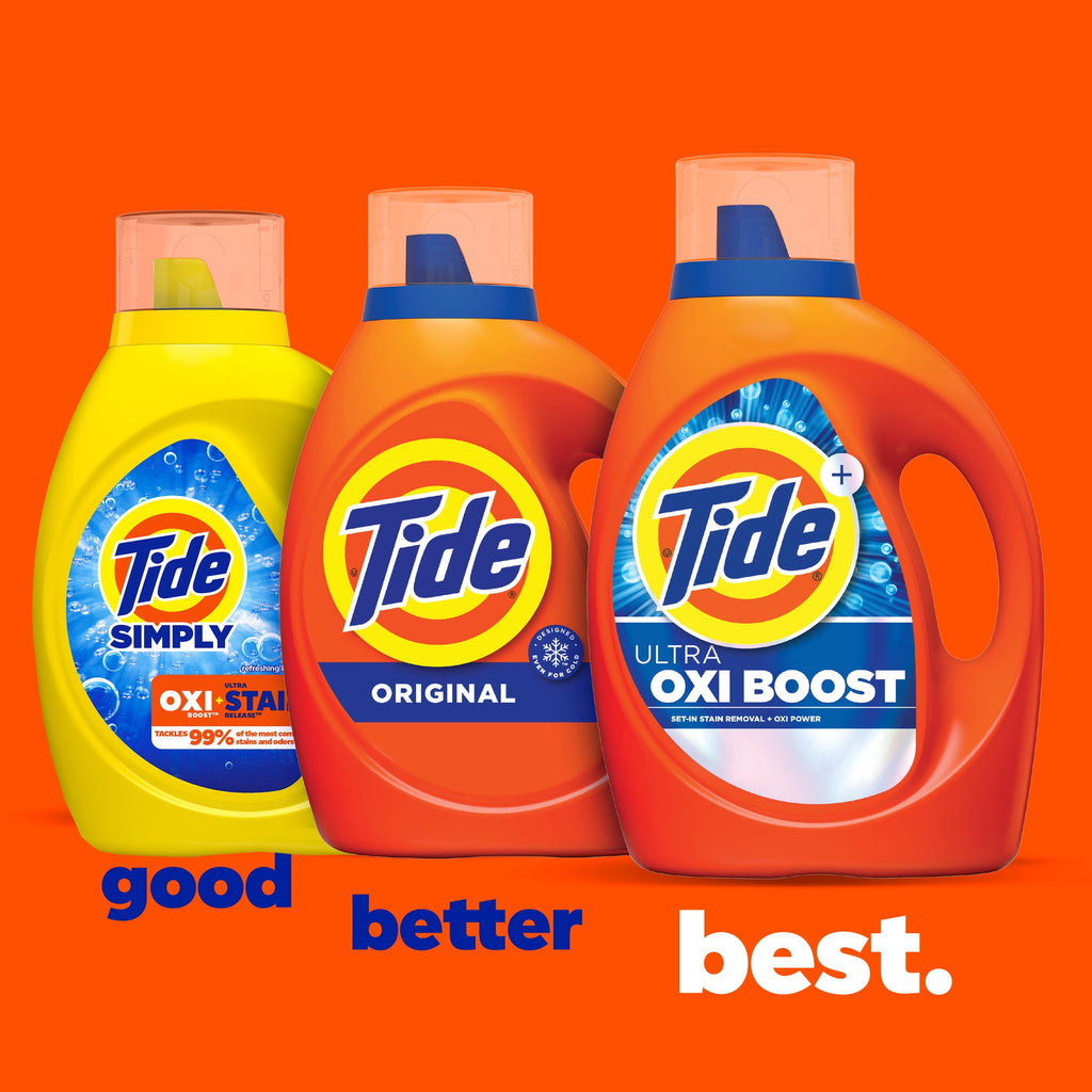 Tide Simply Oxi Boost + Ultra Stain Release Liquid Laundry Detergent, Refreshing Breeze Scent, 105 fl oz, 74 Loads