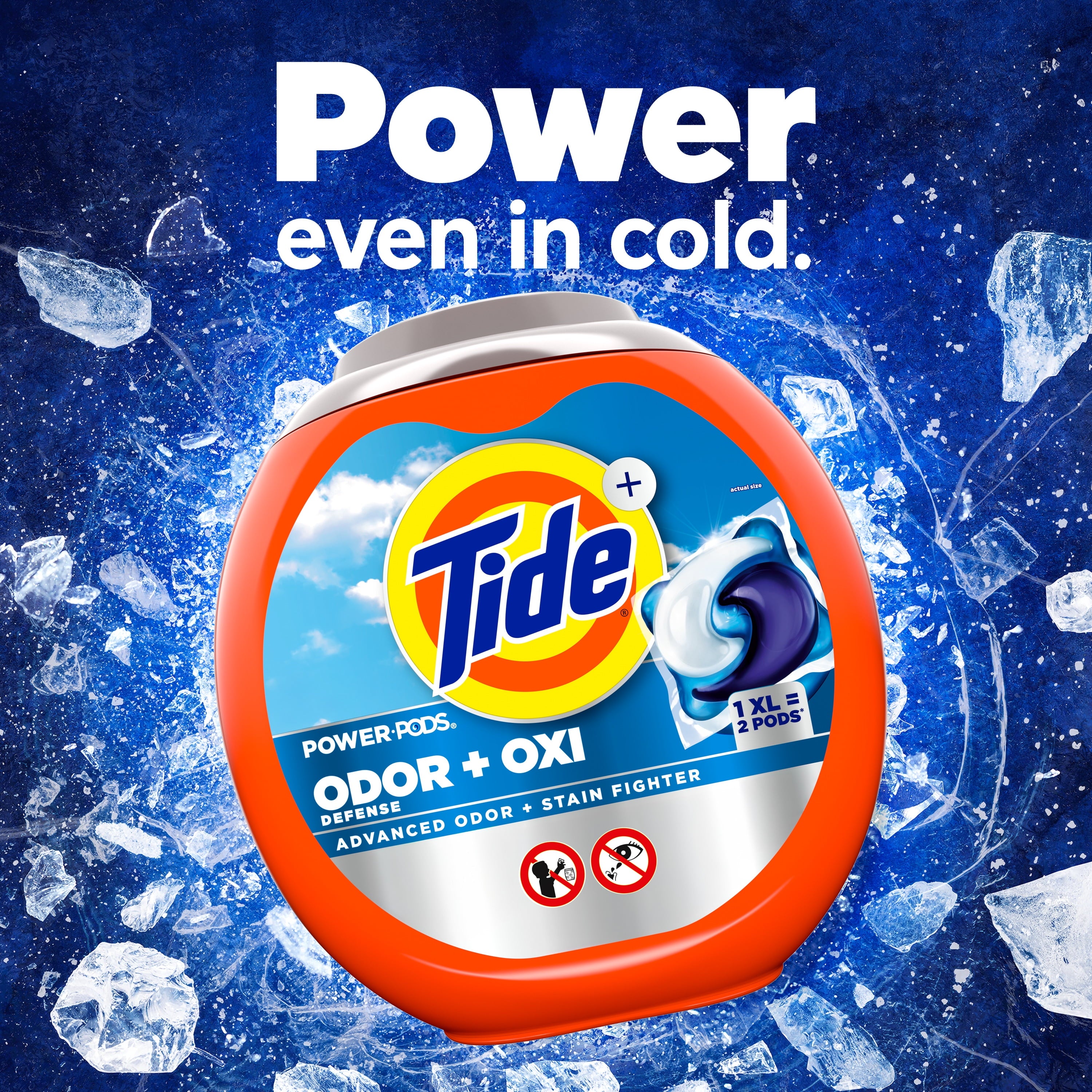 Tide Power PODS Laundry Detergent Soap Pacs with Odor Defense + Oxi, Original Scent, 57 Count