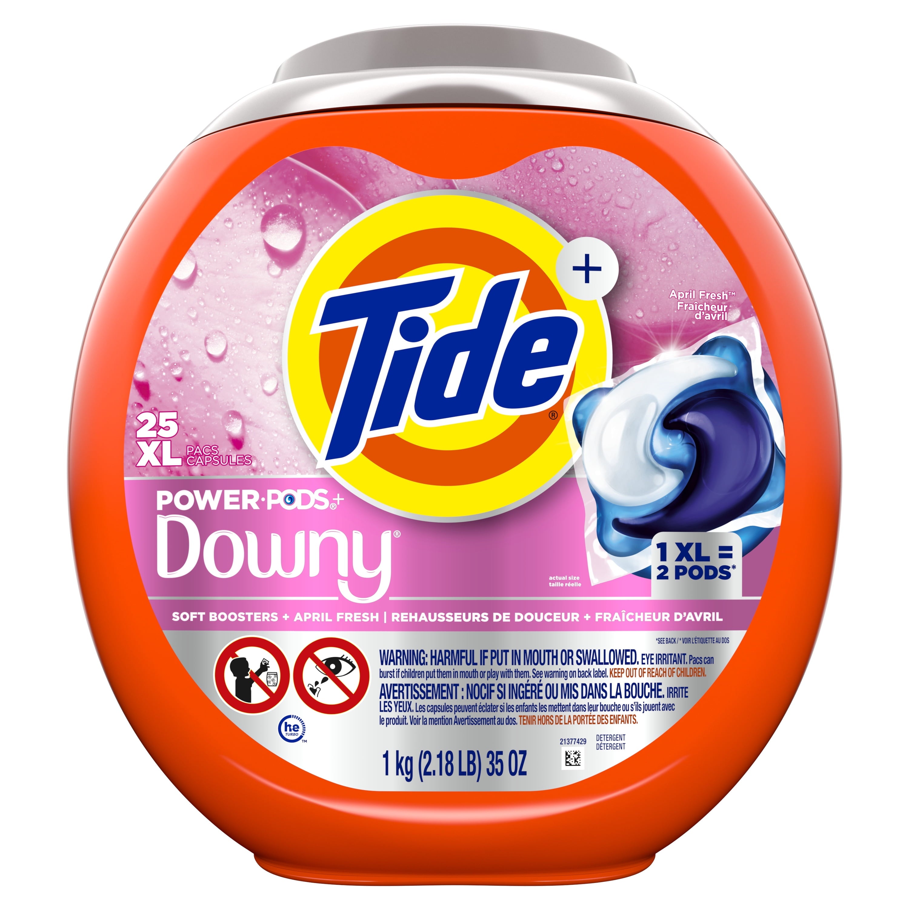 Tide Power PODS Laundry Detergent Pacs with Downy Soft Boosters, April Fresh Scent, 45 Count