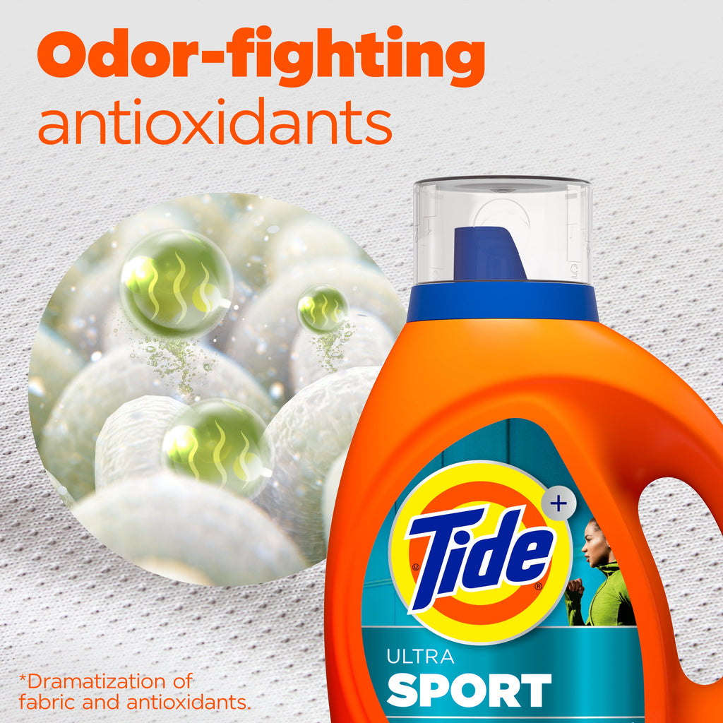 Tide Ultra Sport Liquid Laundry Detergent, Advanced Sweat and Stain Fighter, 55 fl oz, 39 Loads