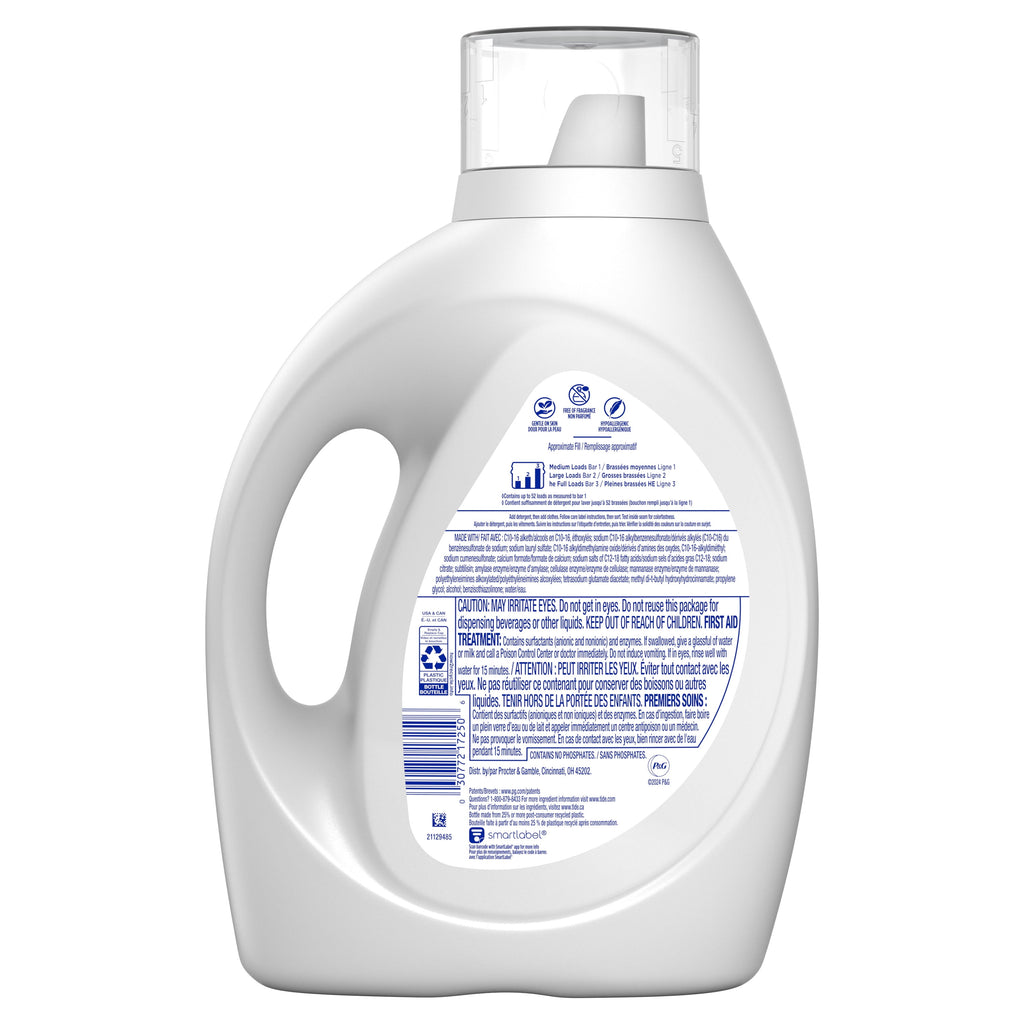 Tide Free & Gentle Laundry Detergent Liquid for Sensitive Skin, Hypoallergenic, Perfume Free, 117 fl oz, 83 Loads