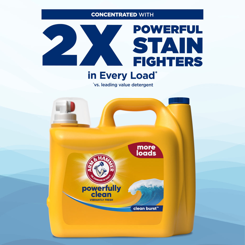 ARM & HAMMER Laundry Detergent Liquid, Clean Burst, 4 Extra Loads, 174 fl oz, 174 Loads