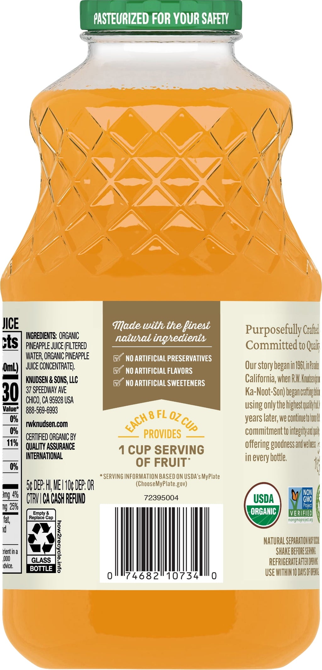 R.W. Knudsen Family Organic Juice Pineapple, 32.0 FL OZ