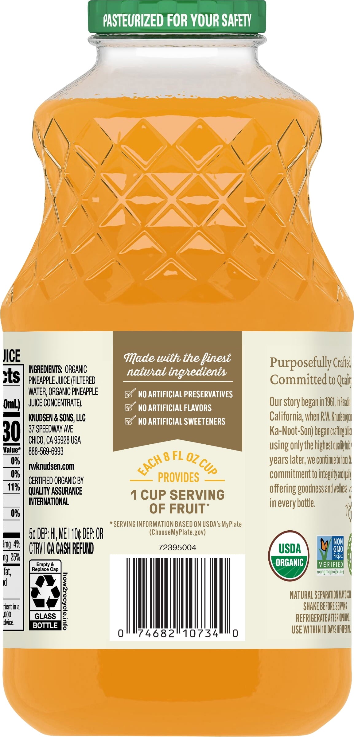 R.W. Knudsen Family Organic Juice Pineapple, 32.0 FL OZ