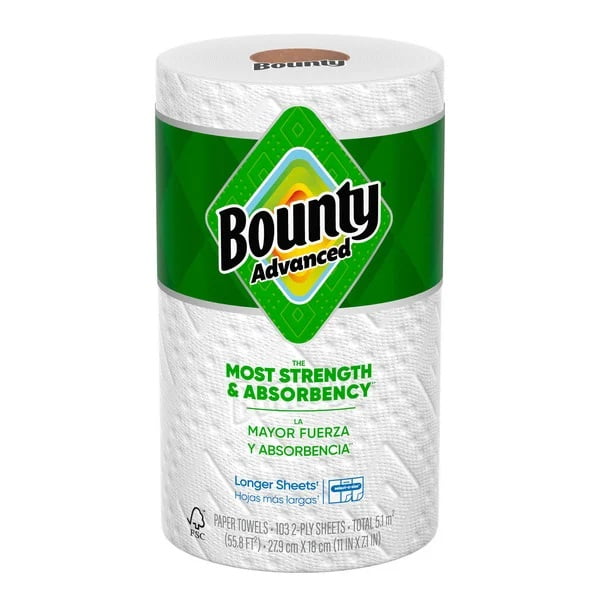 Bounty Advanced Paper Towels, 2-Ply, 103 Sheets, 12 Count
