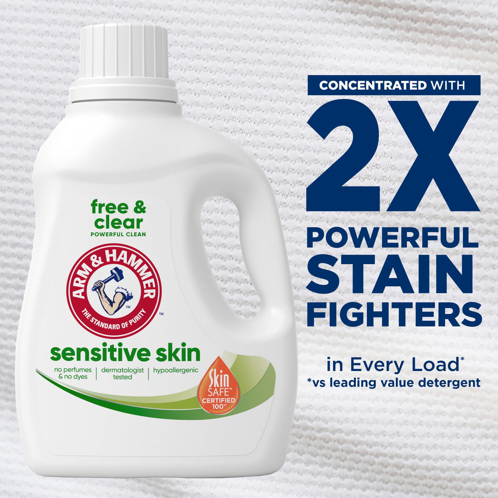 ARM & HAMMER Sensitive Skin Free & Clear Liquid Laundry Detergent Soap, 105 fl oz, 105 Loads