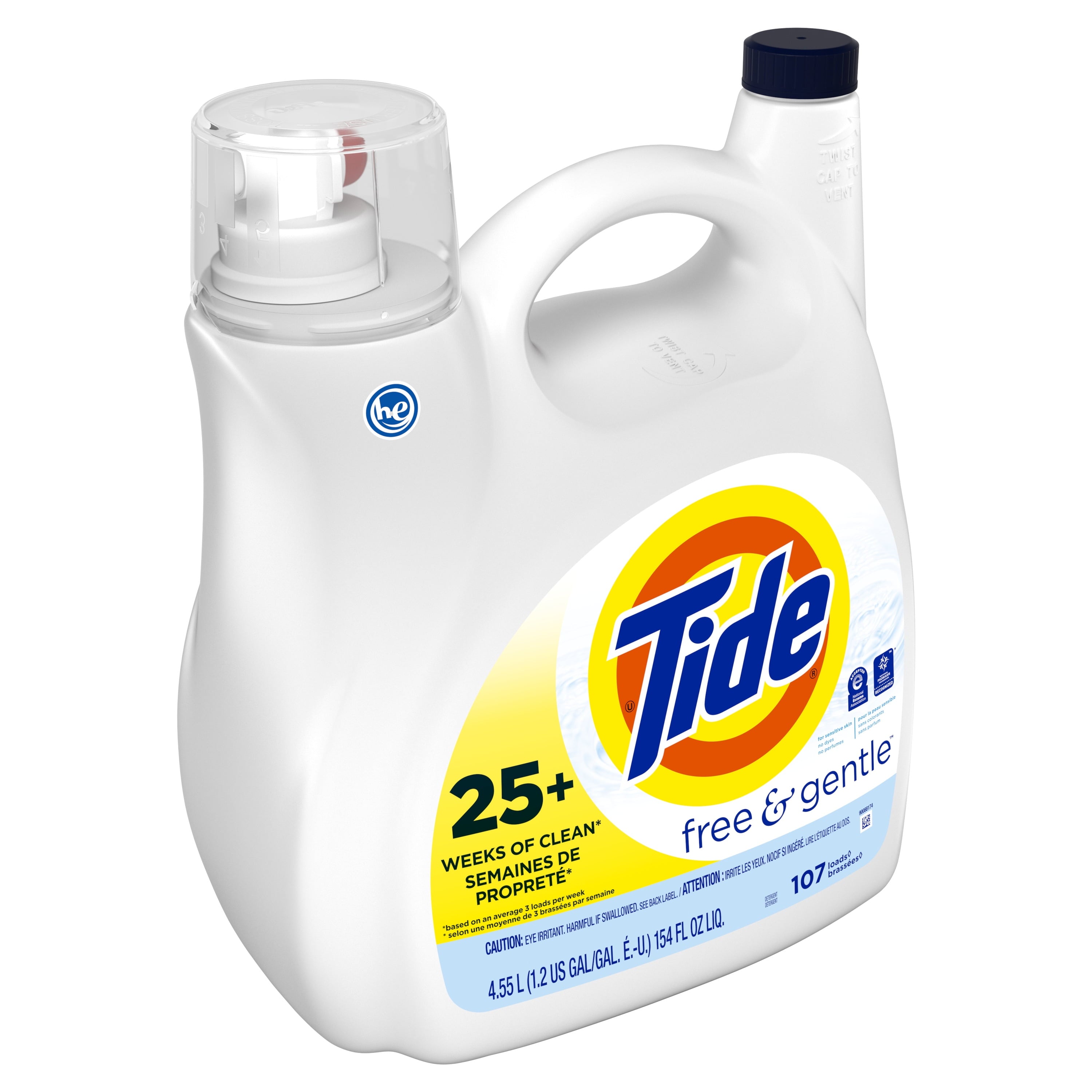 Tide Free & Gentle Liquid Laundry Detergent, 107 loads 154 fl oz
