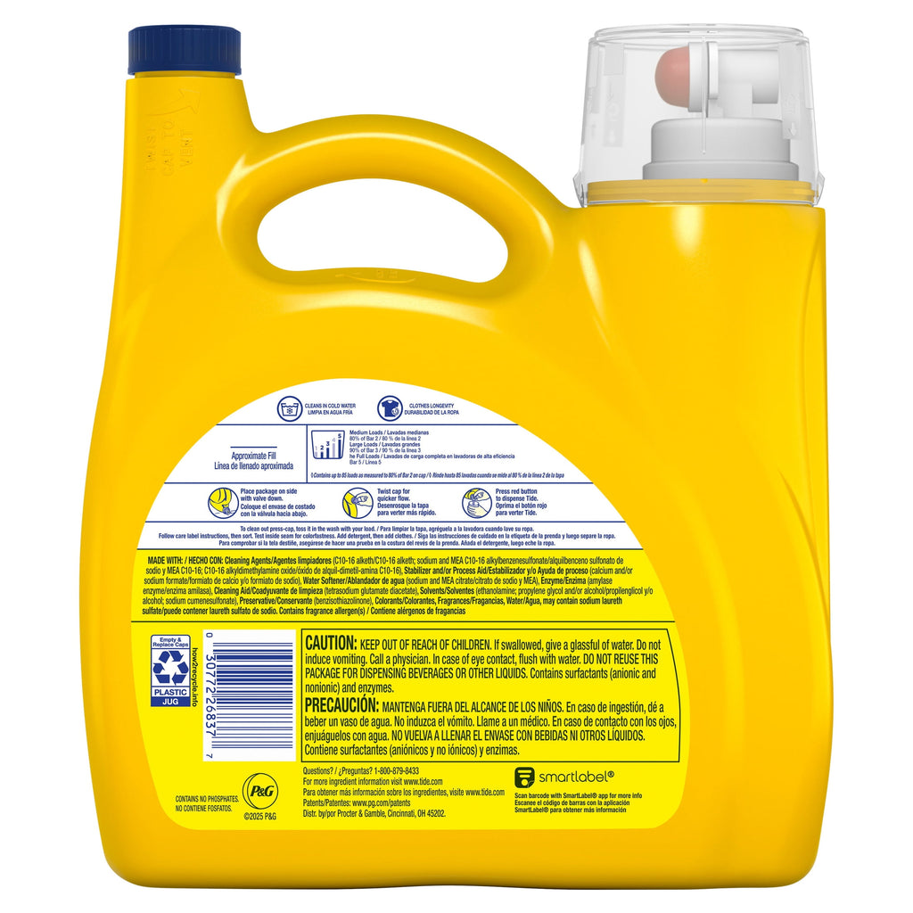 Tide Simply Liquid Laundry Detergent, Daybreak Fresh Scent, 85 Loads, 107 fl oz, All-In-One Detergent