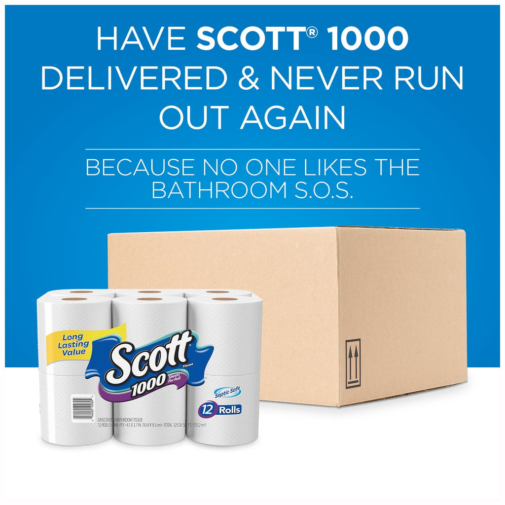 Scott 1000 Toilet Paper, 20 Rolls, 1,000 Sheets Per Roll (20,000 Total)
