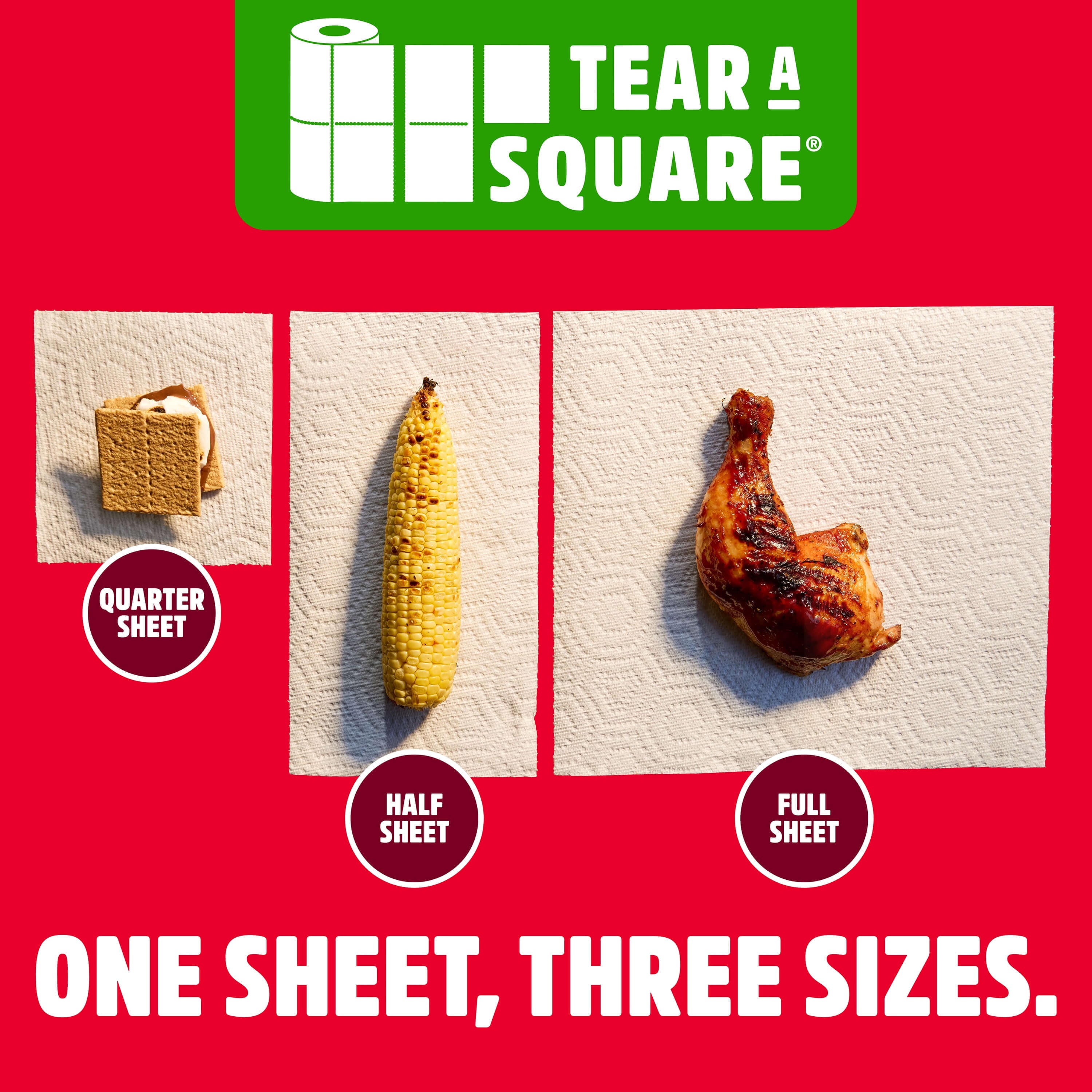 Brawny Tear-A-Square 3-Ply Paper Towels, 8 Triple Rolls, 114 Sheets per Roll