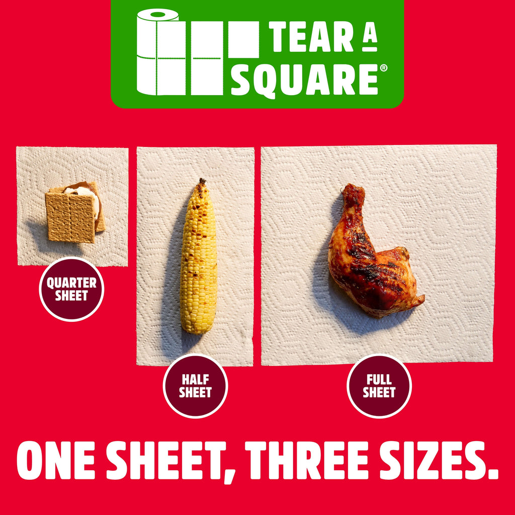 Brawny Tear-A-Square 3-Ply Paper Towels, 6 Double Rolls, 76 Sheets per Roll