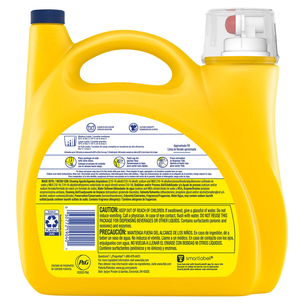 Tide Simply Liquid Laundry Detergent, All-In-One, Daybreak Fresh Scent, 173 fl oz, 138 Loads