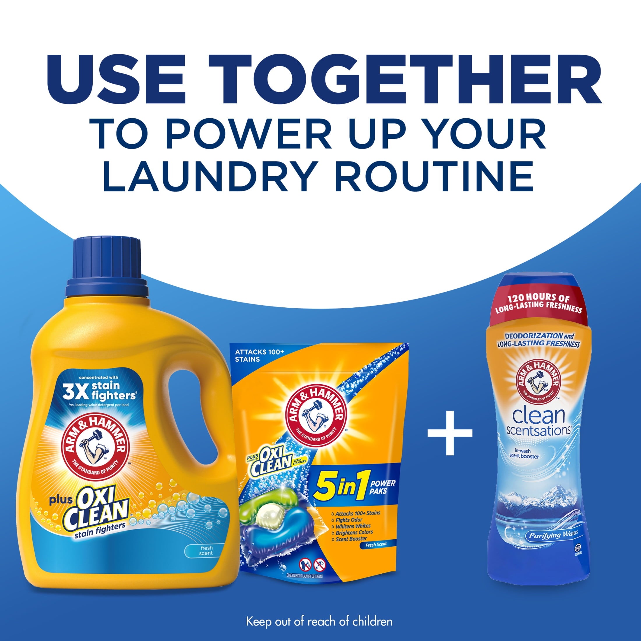 ARM & HAMMER Plus OxiClean Stain Fighters Liquid Laundry Detergent, Fresh Scent, 77 Loads
