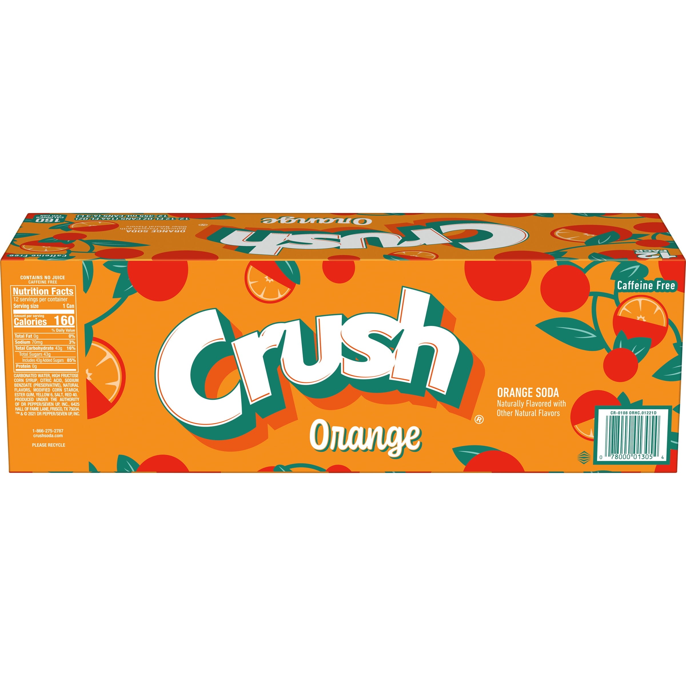 Crush Caffeine Free Orange Soda Pop, 12 fl oz, 12 Pack Cans