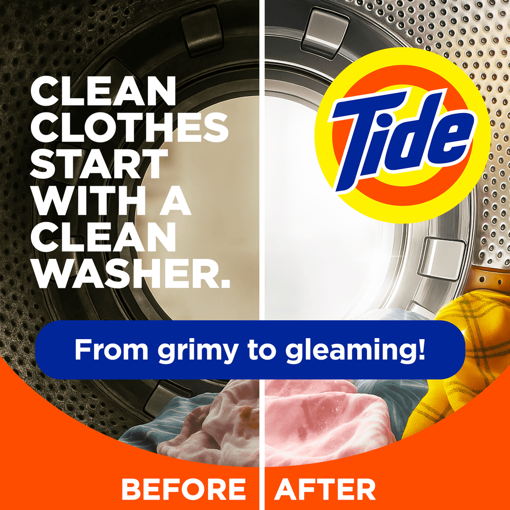 Tide Washing Machine Cleaner with Oxi Powder, Odor Eliminator and Washer Residue Remover, 5 Count