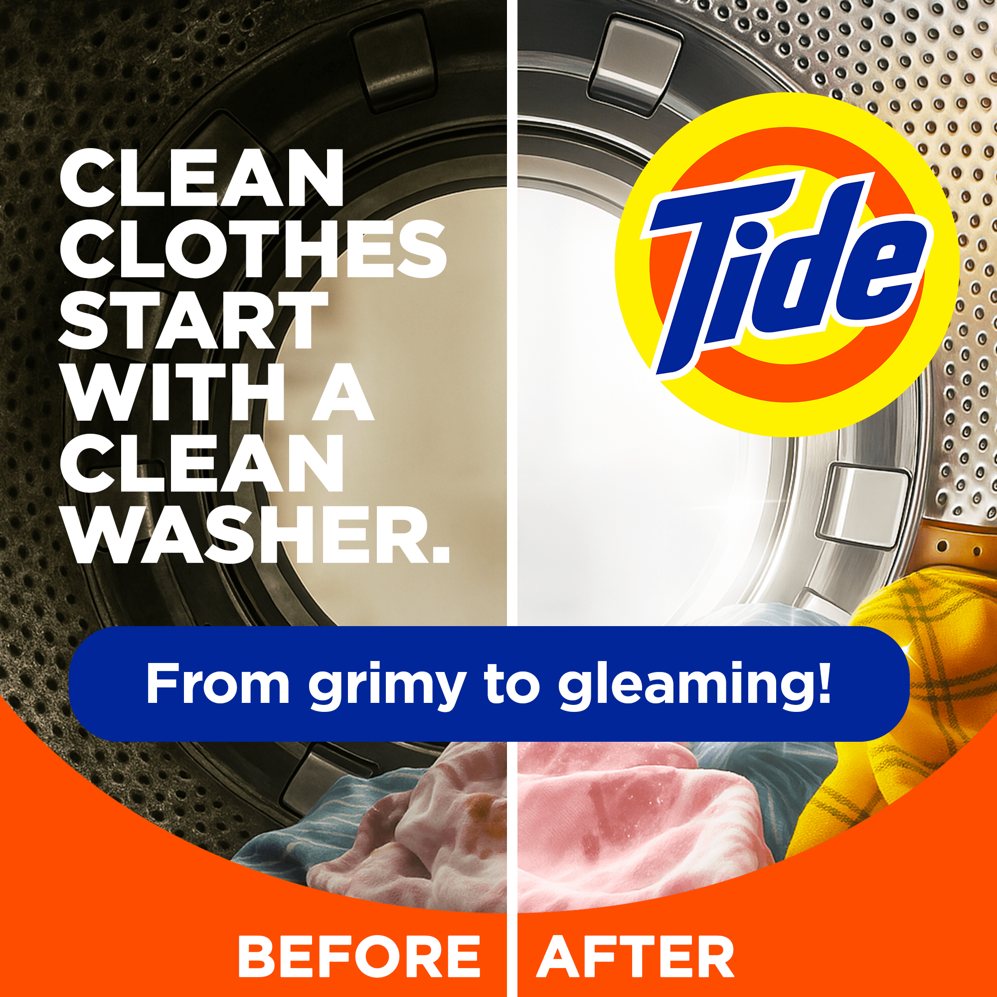 Tide Washing Machine Cleaner with Oxi Powder, Odor Eliminator and Washer Residue Remover, 5 Count
