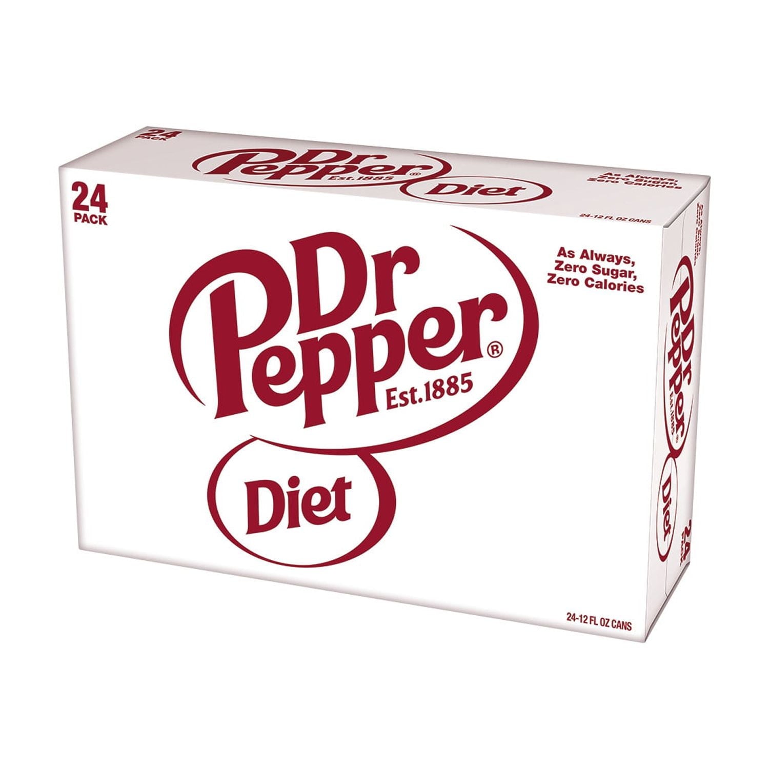 Diet Dr Pepper Soda Pop, 12 fl oz, 12 Pack Cans