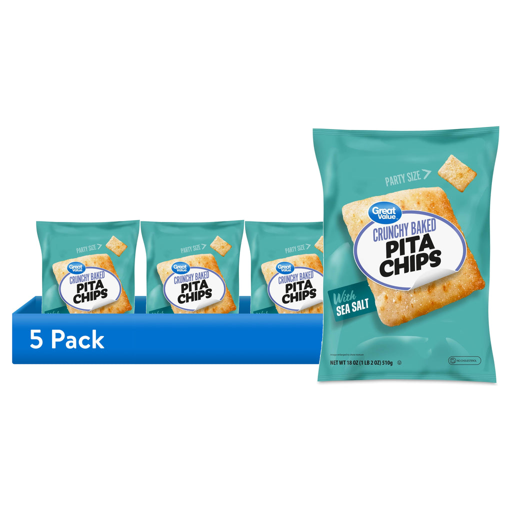 Great Value Sea Salt Pita Chips Party Size, 18 oz