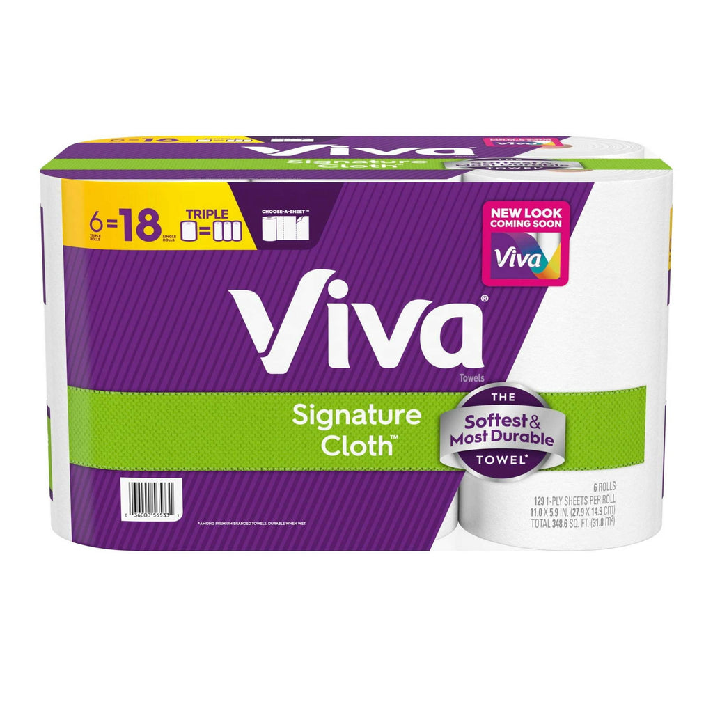 Viva Signature Cloth Paper Towels, 6 Triple Rolls, 129 Sheets per Roll