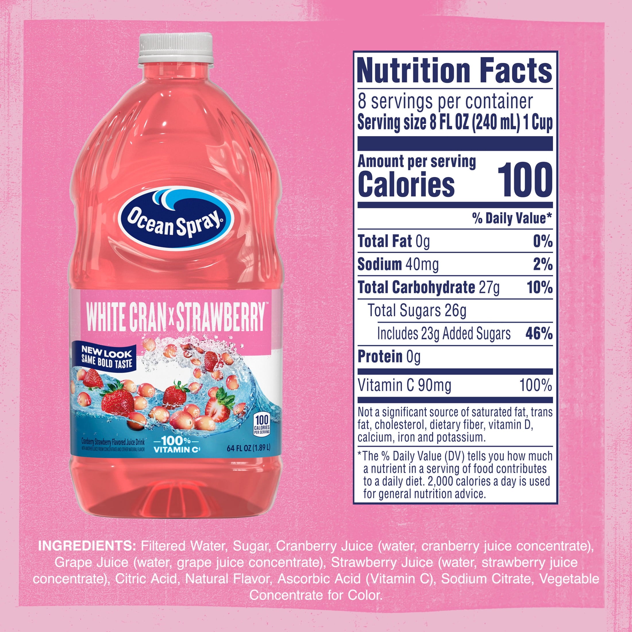 Ocean Spray® White Cran-Strawberry Juice Drink, 64 fl oz Bottle