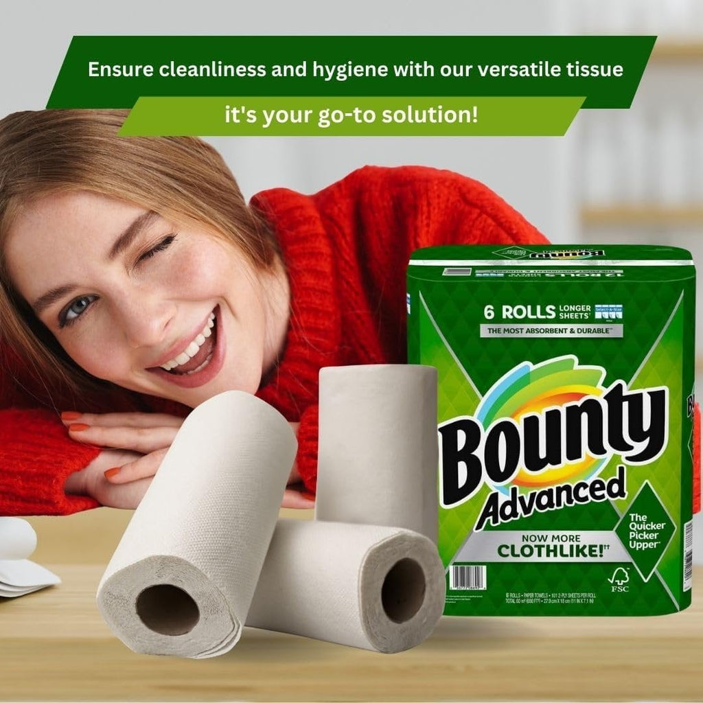 Bounty Advanced 2-Ply Paper Towel - Absorbent, Durable, and Clothlike - Select-A-Size - 3 Rolls