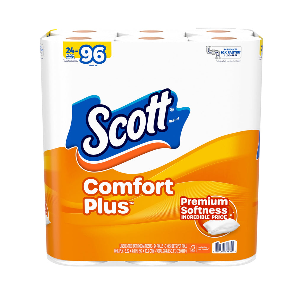 Scott ComfortPlus Toilet Paper, 12 Mega Rolls