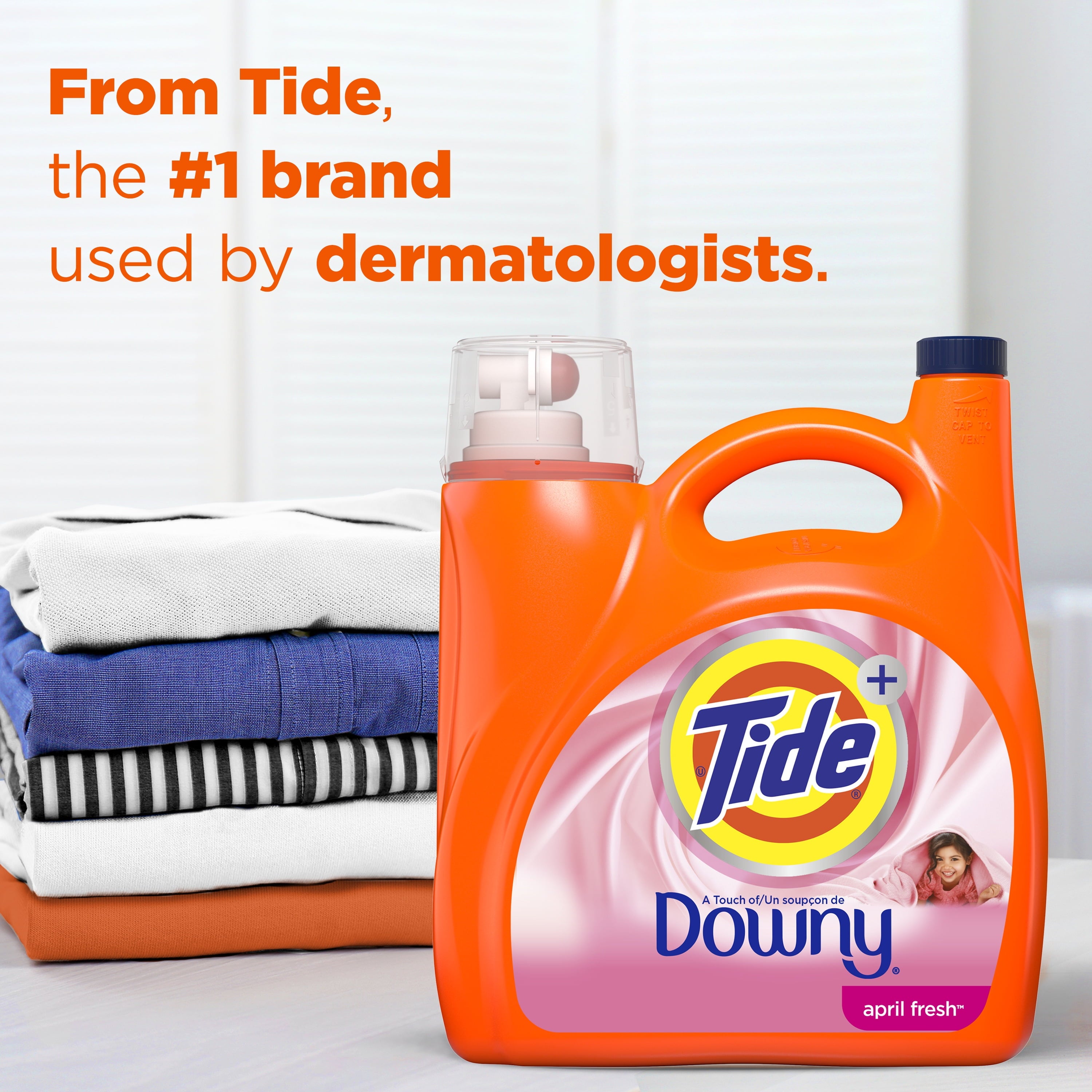 Tide Plus a Touch of Downy Liquid Laundry Detergent, April Fresh Scent, 94 Loads, 132 fl oz