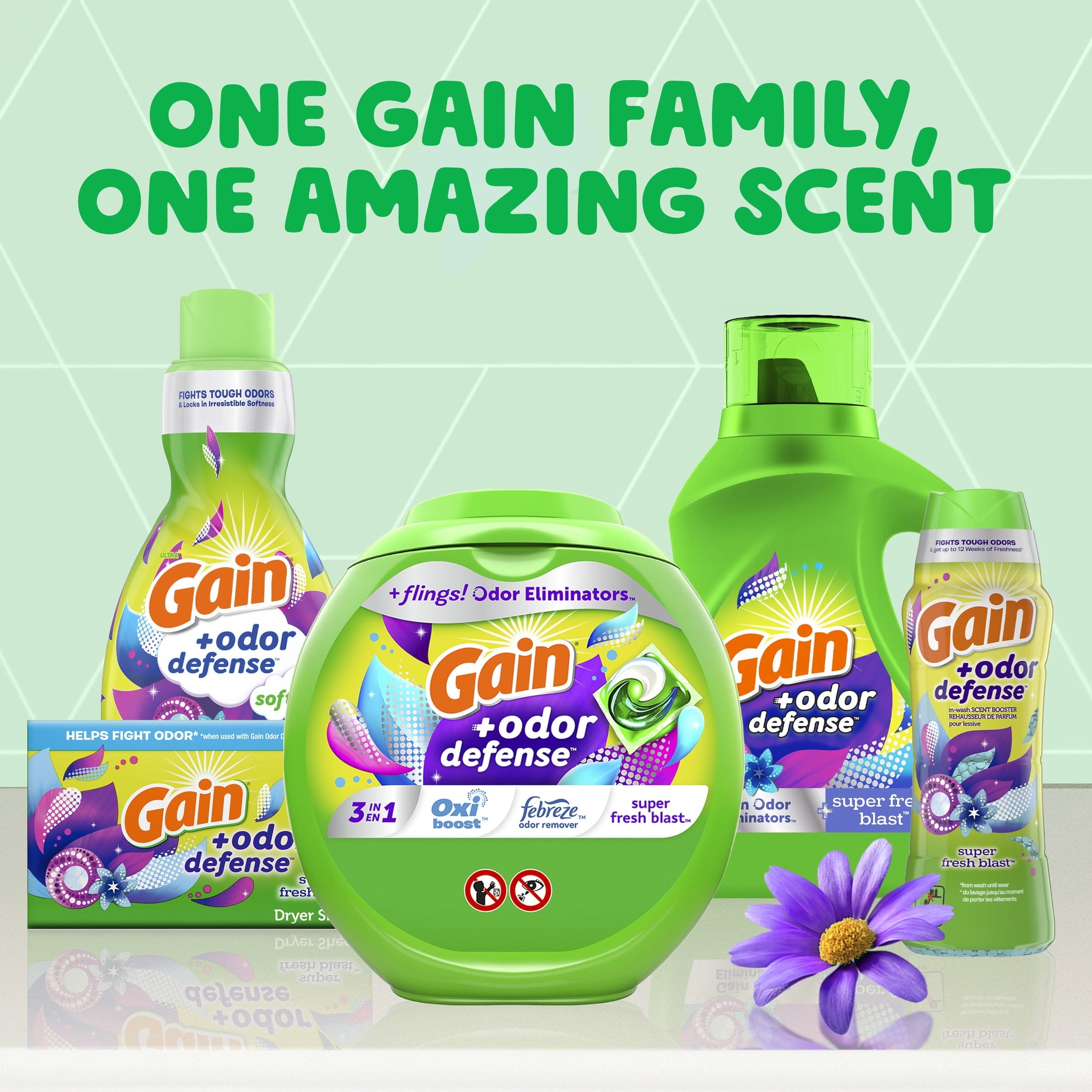Gain Odor Defense Liquid Fabric Softener and Conditioner, Super Fresh Blast, 100 fl oz, 136 Loads