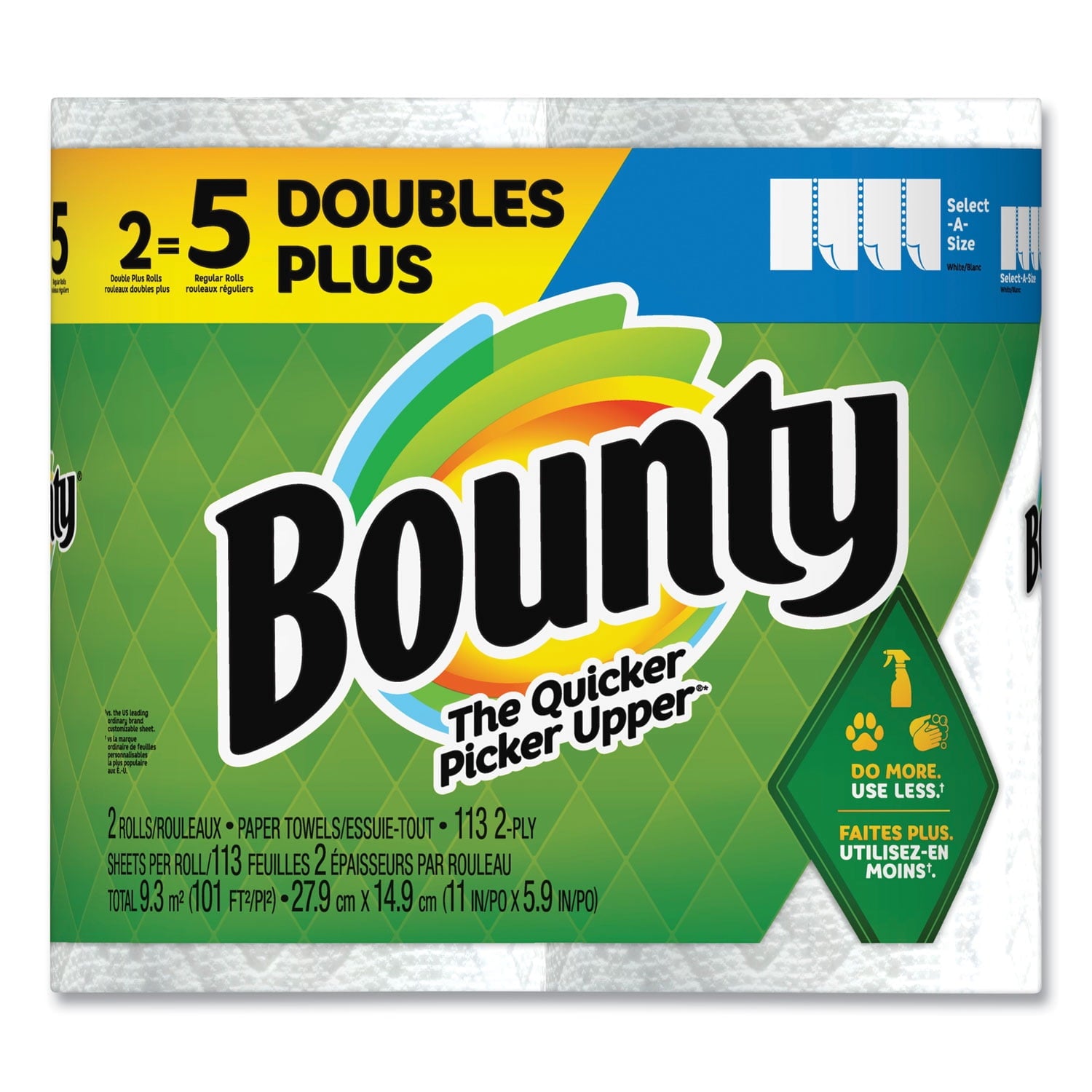 Select-a-Size Kitchen Roll Paper Towels, 2-Ply, White, 6 x 11, 113 Sheets/Roll, 2 Double Plus Rolls/Pack, 4 Packs/Carton | Bundle of 2 Cartons