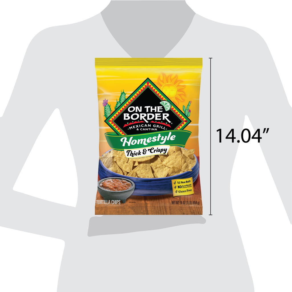 On The Border Homestyle Thick & Crispy Tortilla Chips, Gluten-Free, 16 oz Bag