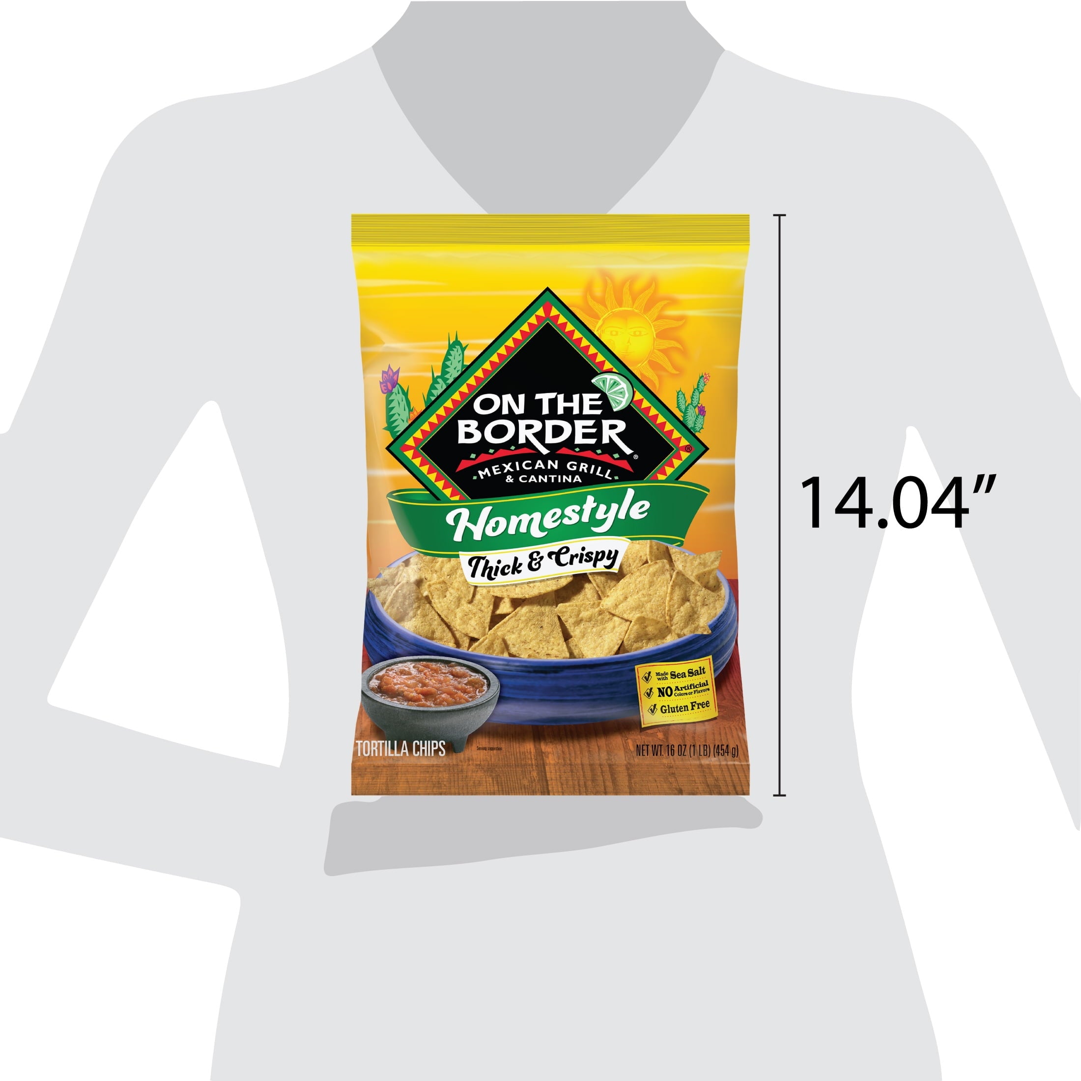 On The Border Homestyle Thick & Crispy Tortilla Chips, Gluten-Free, 16 oz Bag