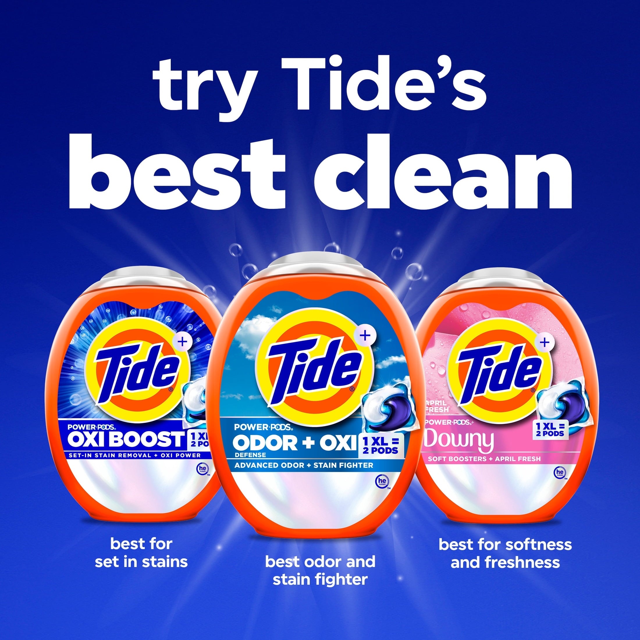 Tide Power PODS Laundry Detergent Soap Pacs with Odor Defense + Oxi, Original Scent, 57 Count