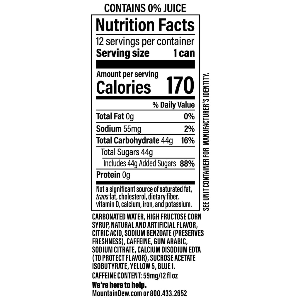 Mountain Dew Soda Pop, Baja Blast, 12 fl oz Cans, 12 Pack